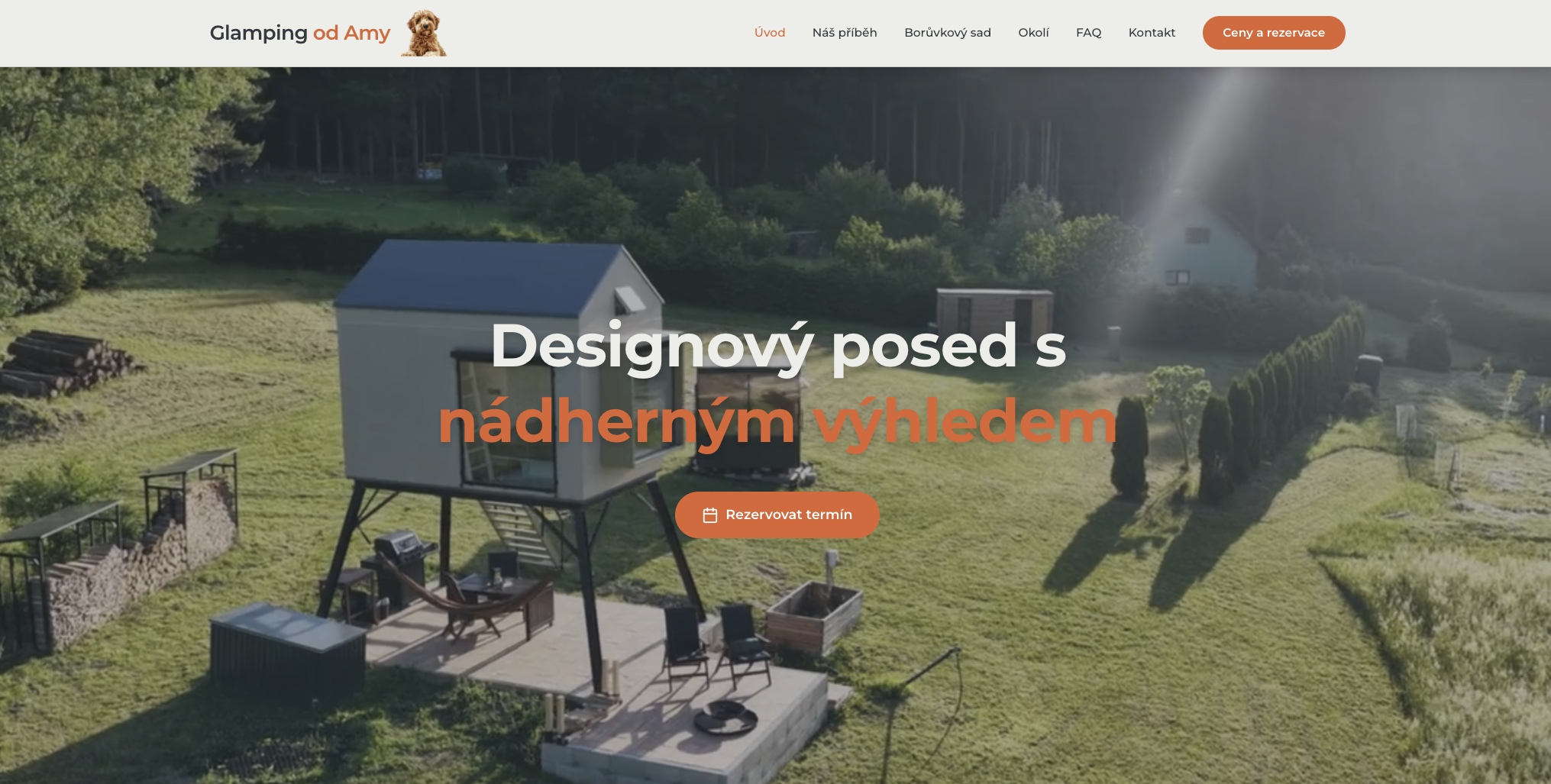 Náhled homepage webu Glamping od Amy